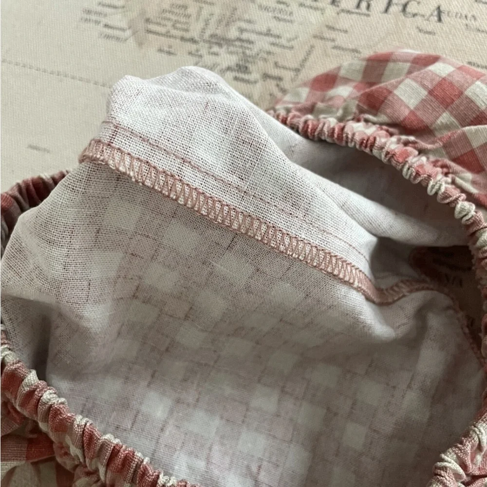 Wren & James Gingham Bloomers 6-12mo Brick & Cream